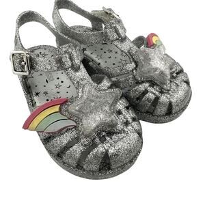 Mini Melissa Silver Sparkle Sandals Toddler Size 7